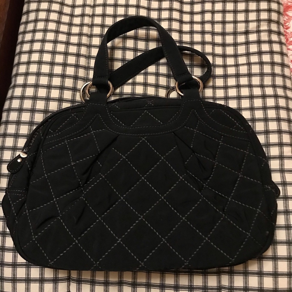 Vera Bradley Handbag Black Quilted  EUC
